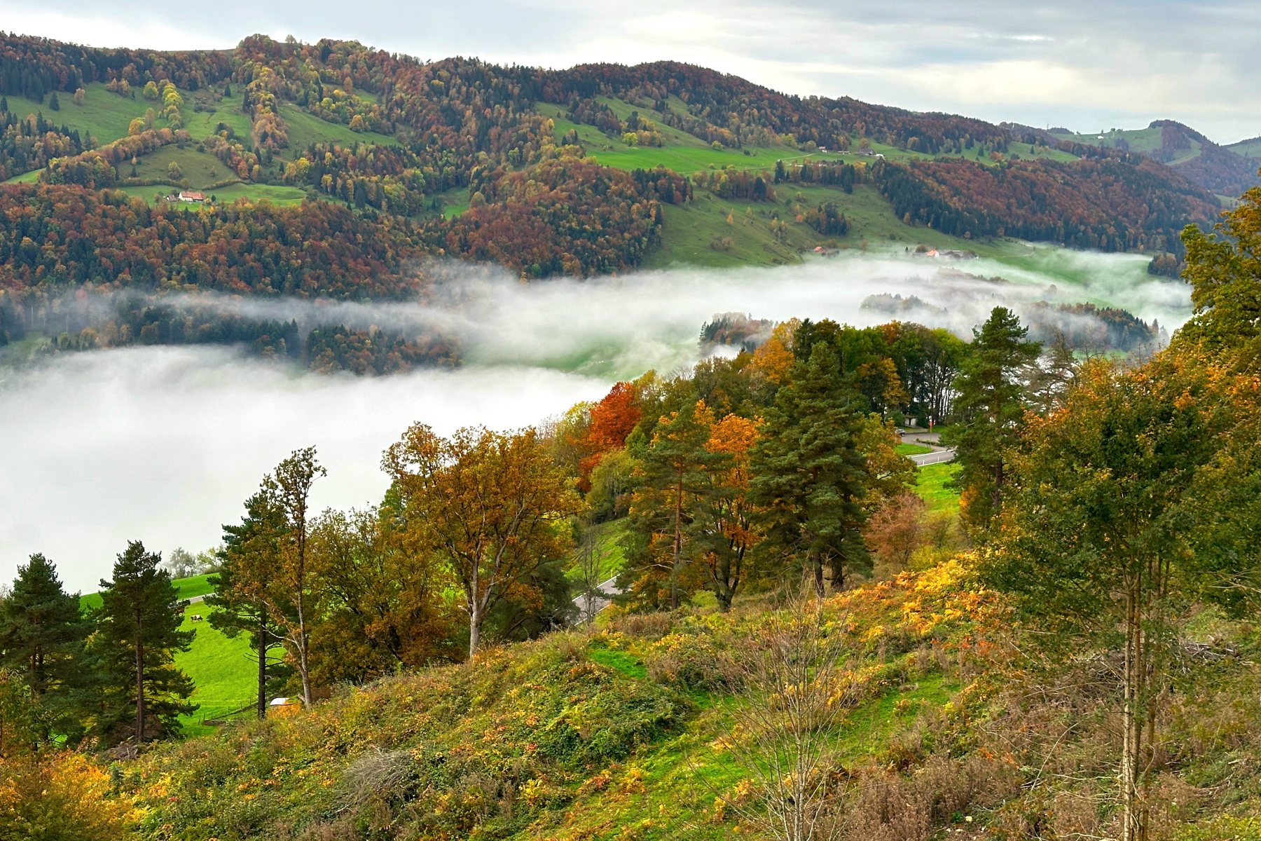 Swiss Hills with clouds